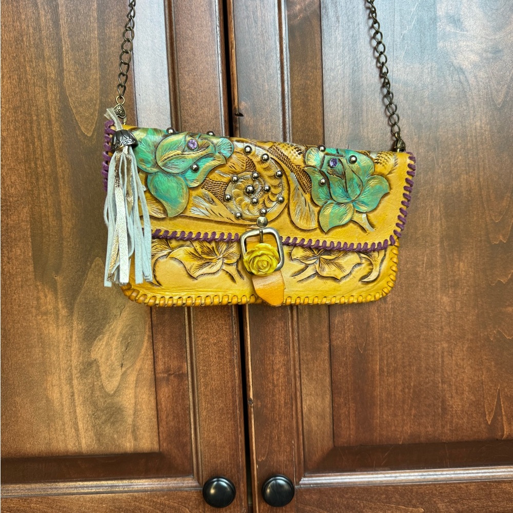 Genuine leather handcrafted small cross body one of a kind